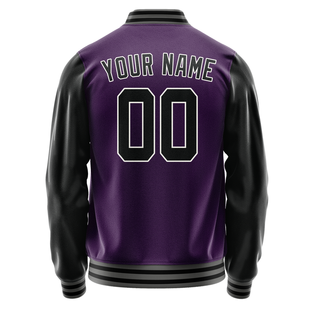 Personalized Purple & Black Solid Color Varsity Letterman Jacket