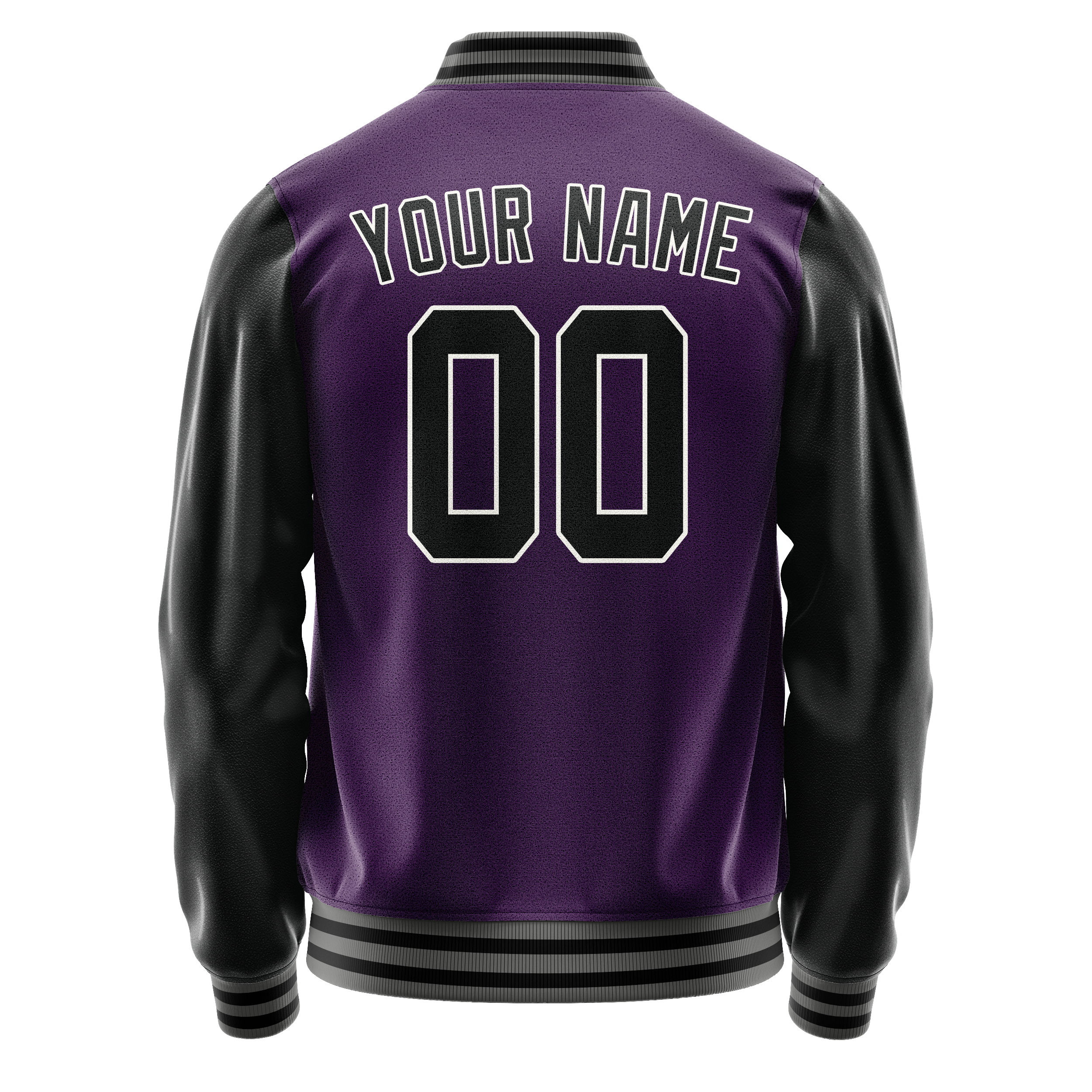 Personalized Purple & Black Solid Color Varsity Letterman Jacket