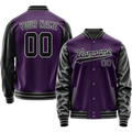 Personalized Purple & Black Solid Color Varsity Letterman Jacket