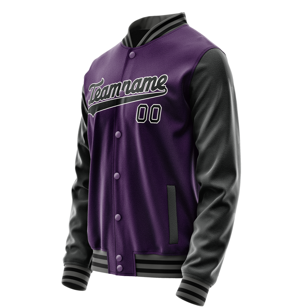 Personalized Purple & Black Solid Color Varsity Letterman Jacket