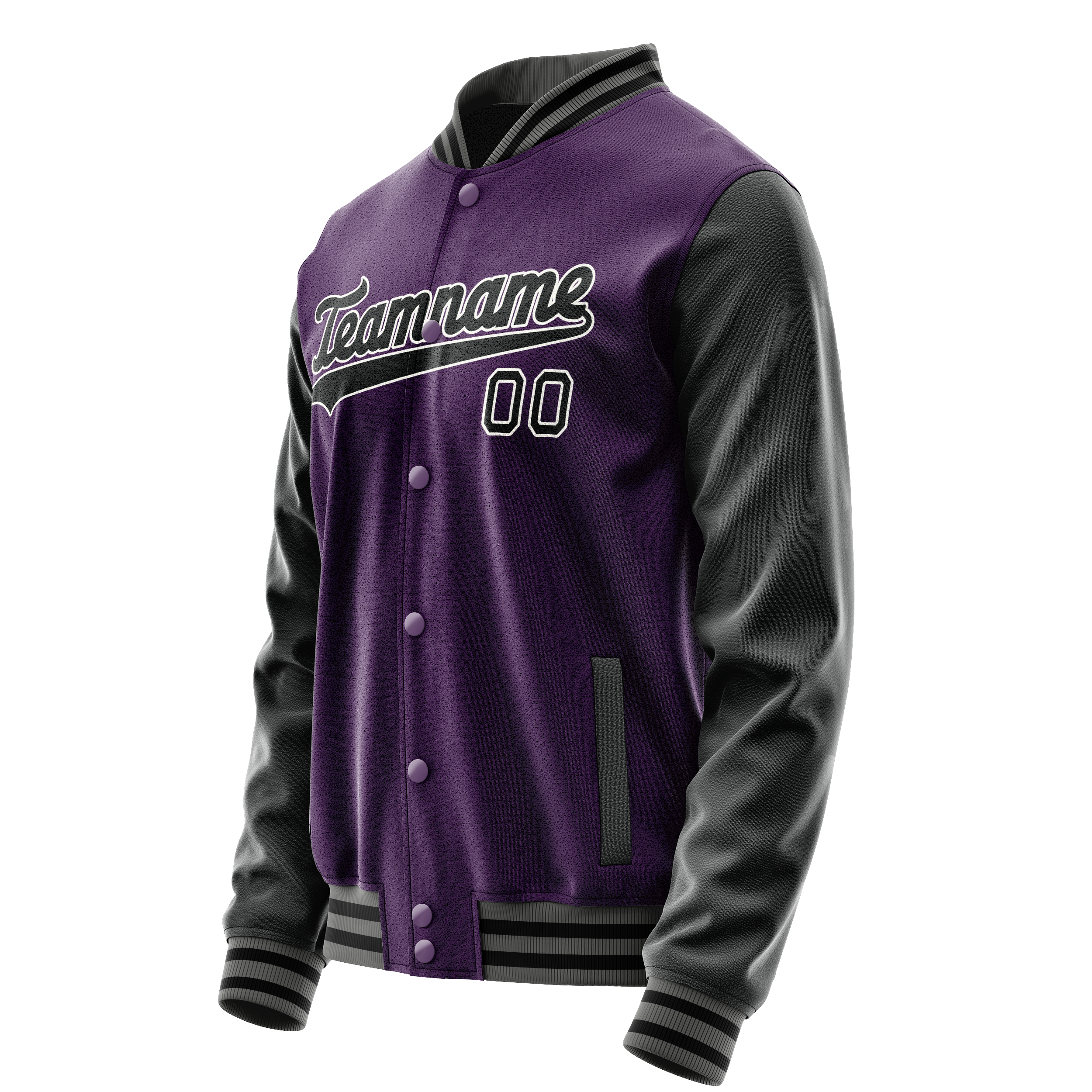 Personalized Purple & Black Solid Color Varsity Letterman Jacket