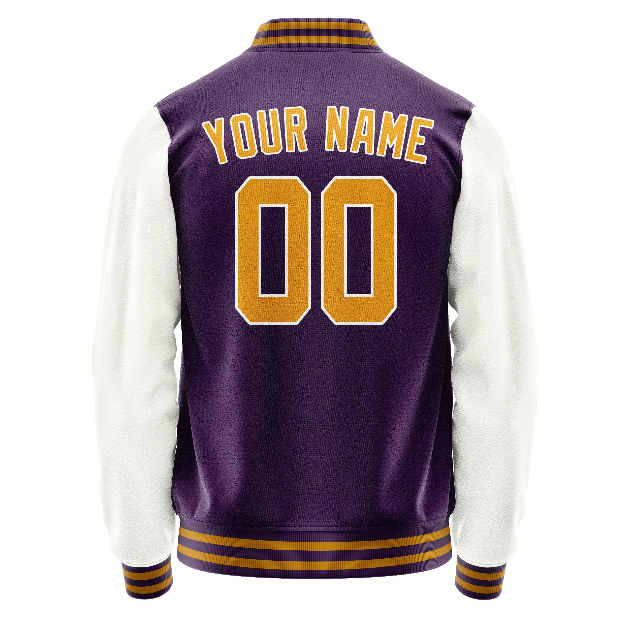 Personalized Purple & White Solid Color Varsity Letterman Jacket