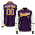 Personalized Purple & White Solid Color Varsity Letterman Jacket