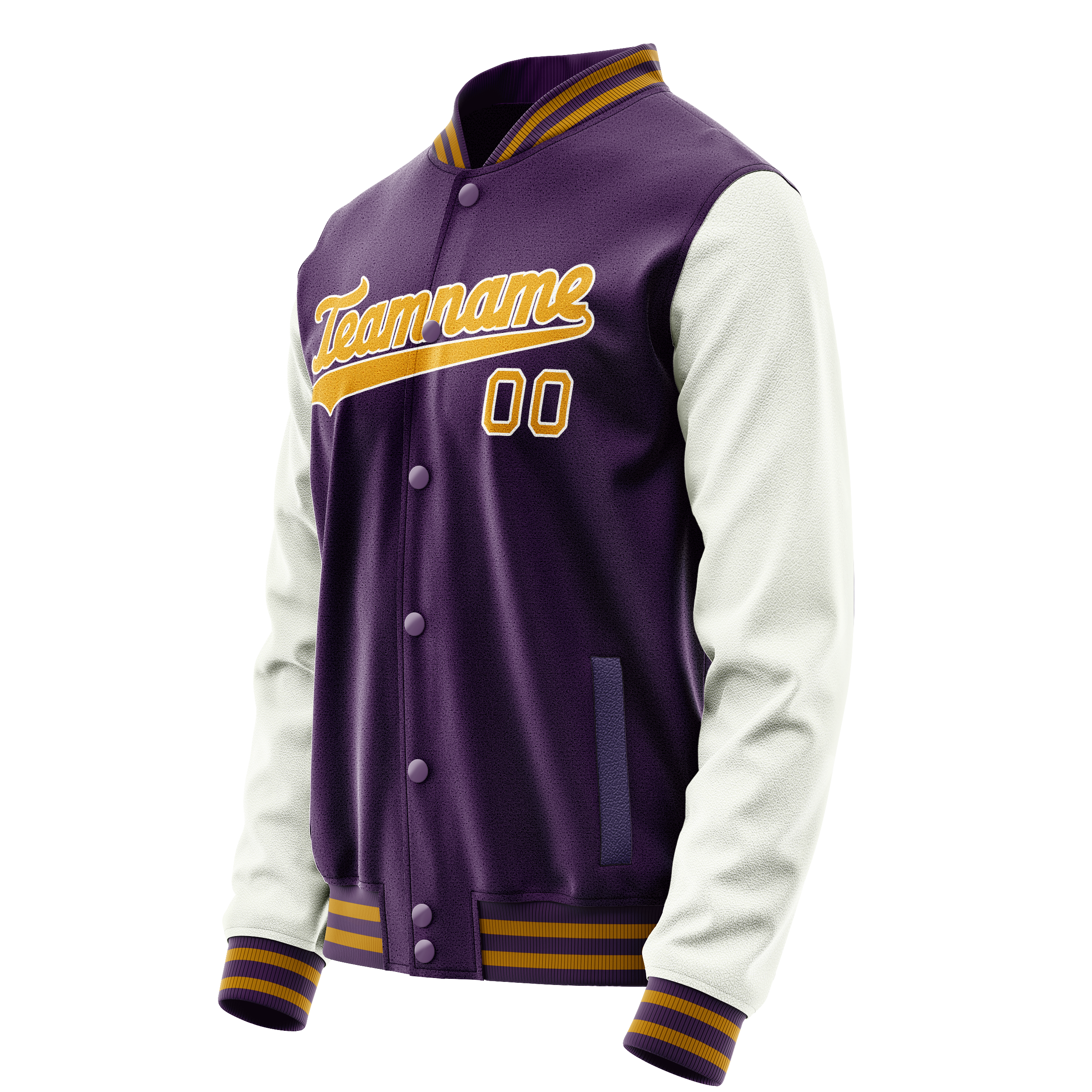 Personalized Purple & White Solid Color Varsity Letterman Jacket
