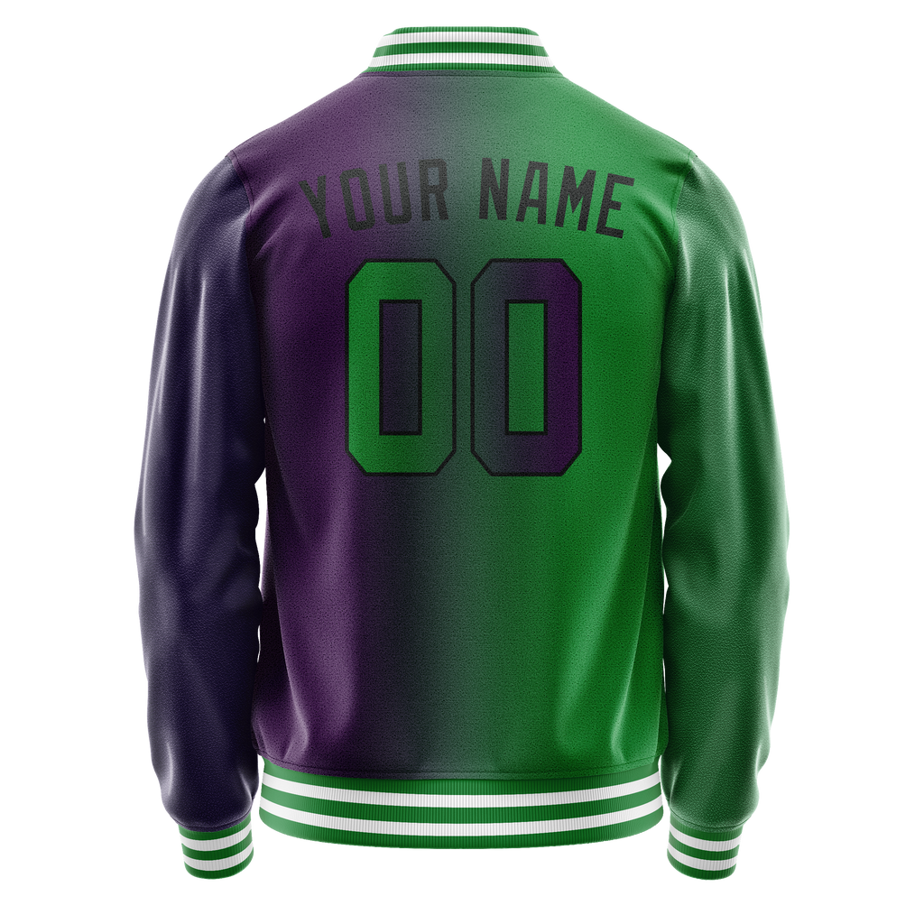 Personalized Purple & Green Gradient Varsity Letterman Jacket