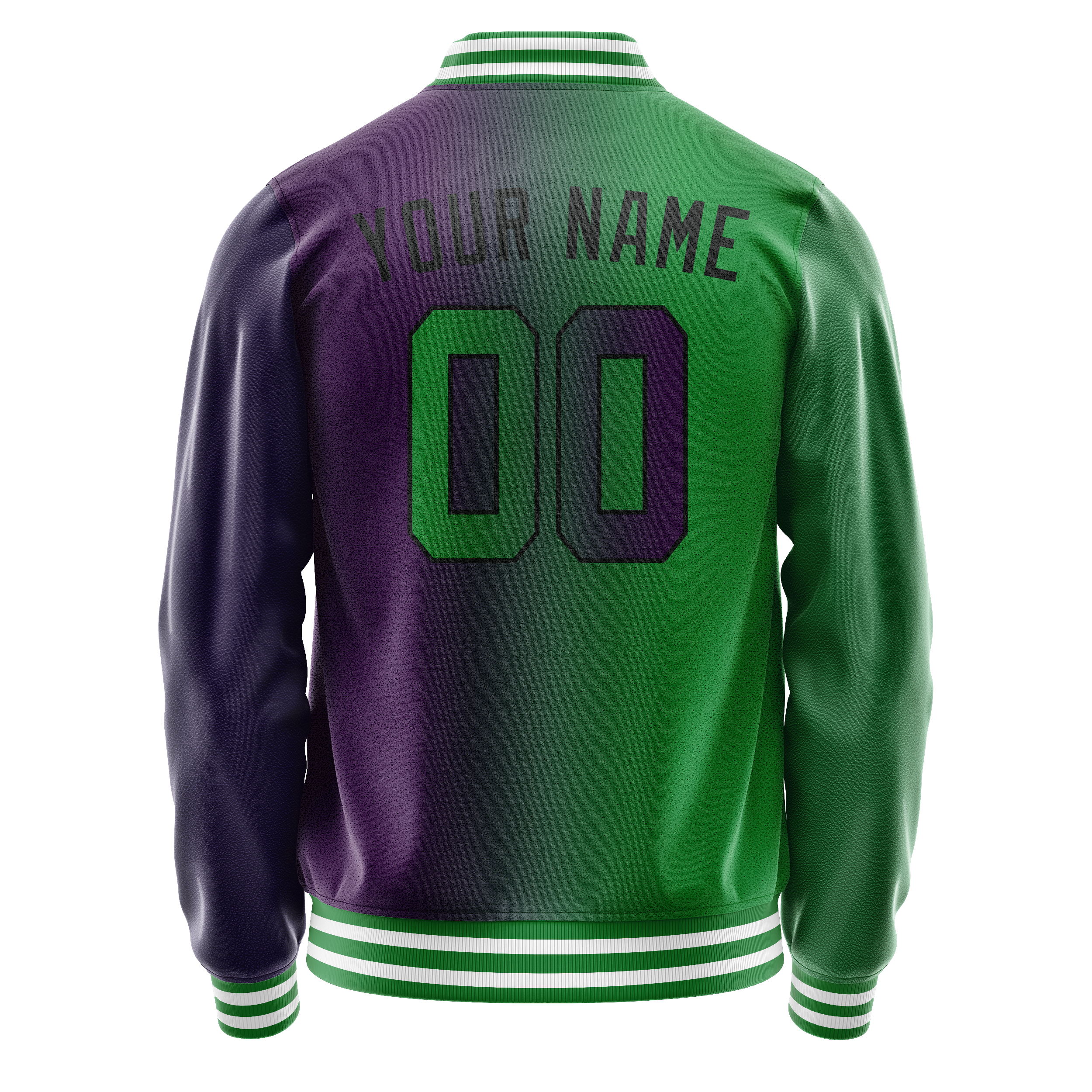 Personalized Purple & Green Gradient Varsity Letterman Jacket