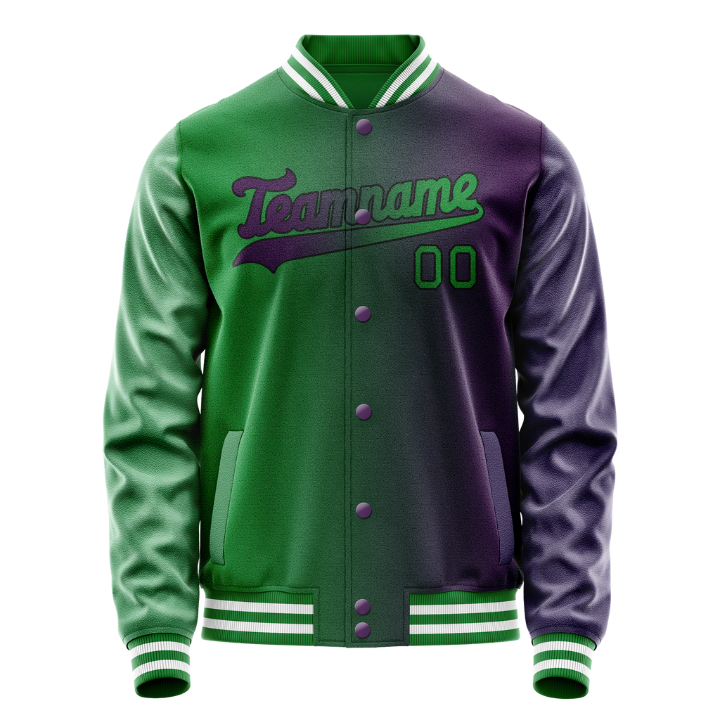 Personalized Purple & Green Gradient Varsity Letterman Jacket