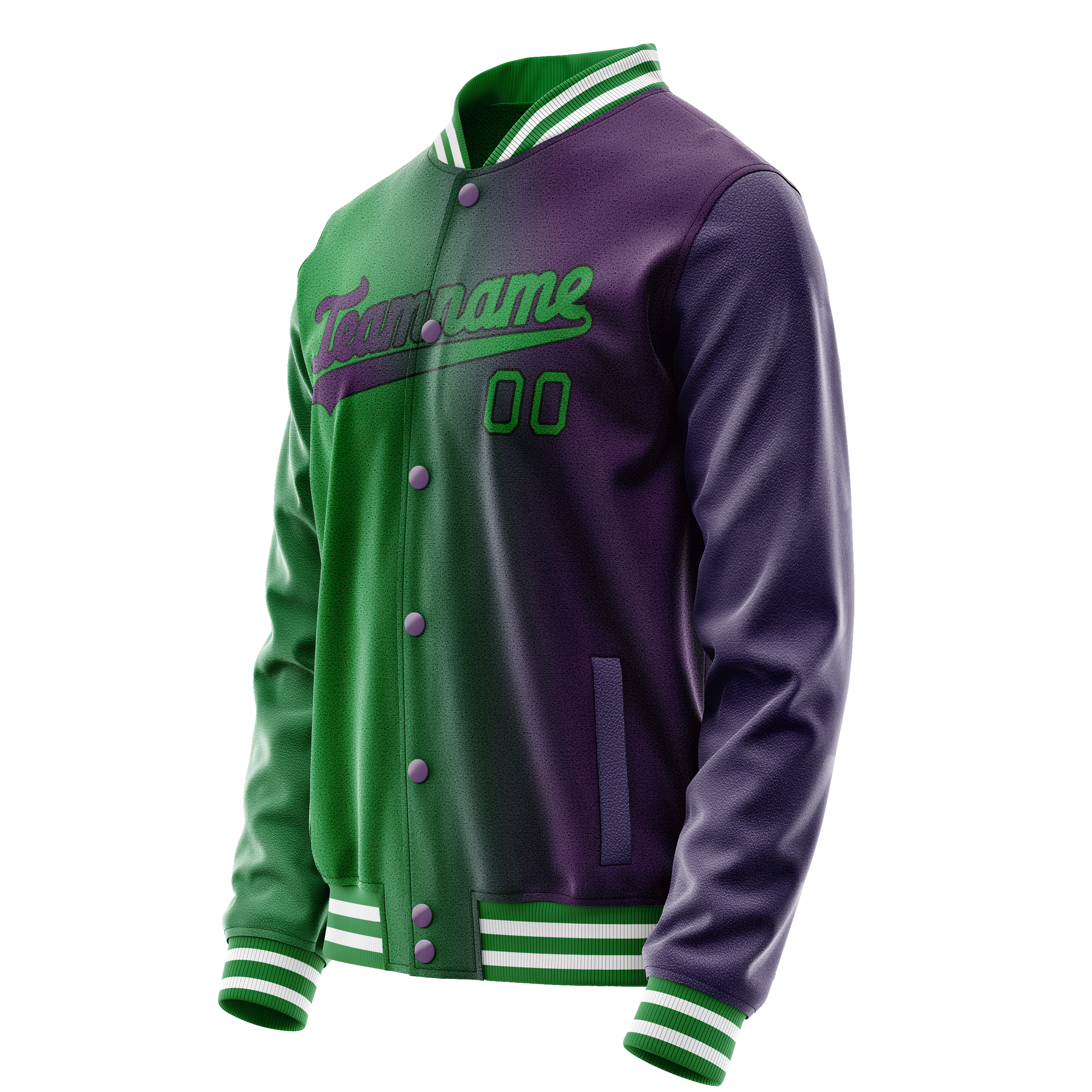 Personalized Purple & Green Gradient Varsity Letterman Jacket