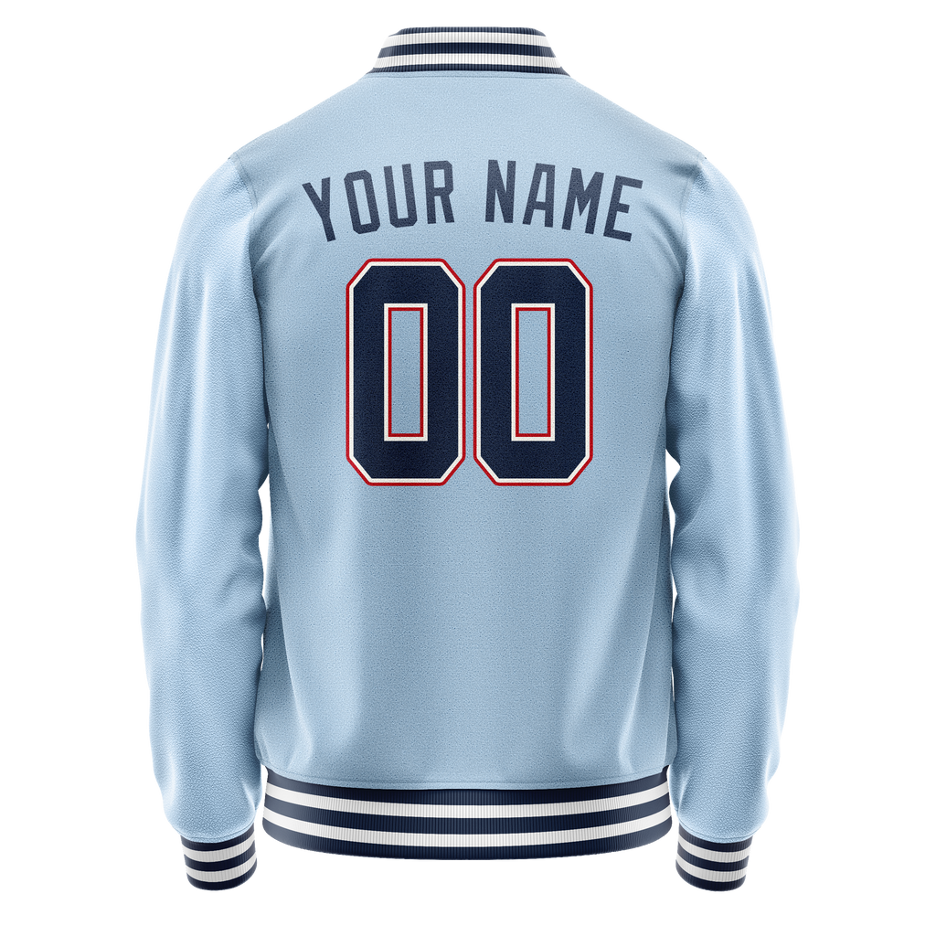 Personalized Light-Blue & Blue Solid Color Varsity Letterman Jacket