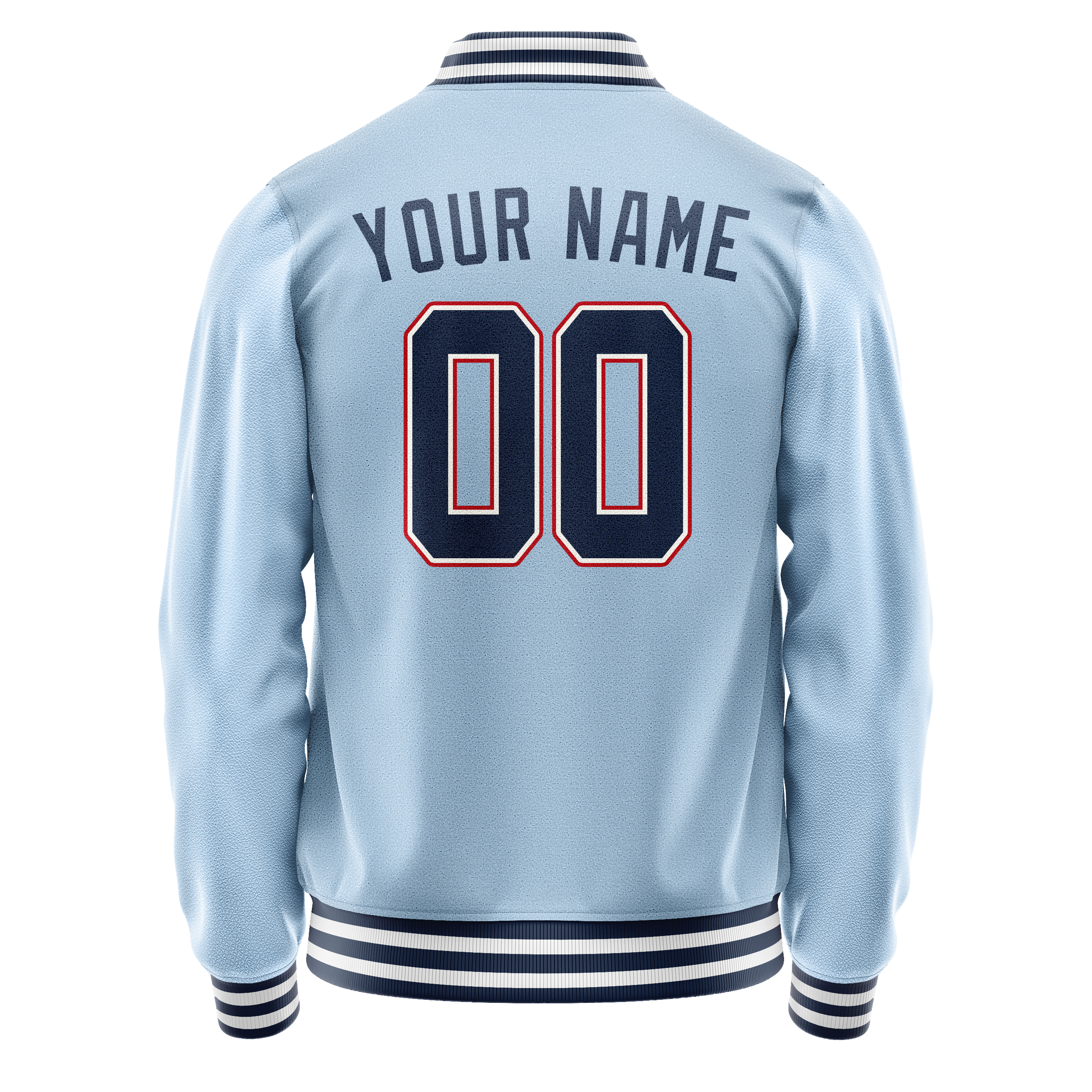 Personalized Light-Blue & Blue Solid Color Varsity Letterman Jacket