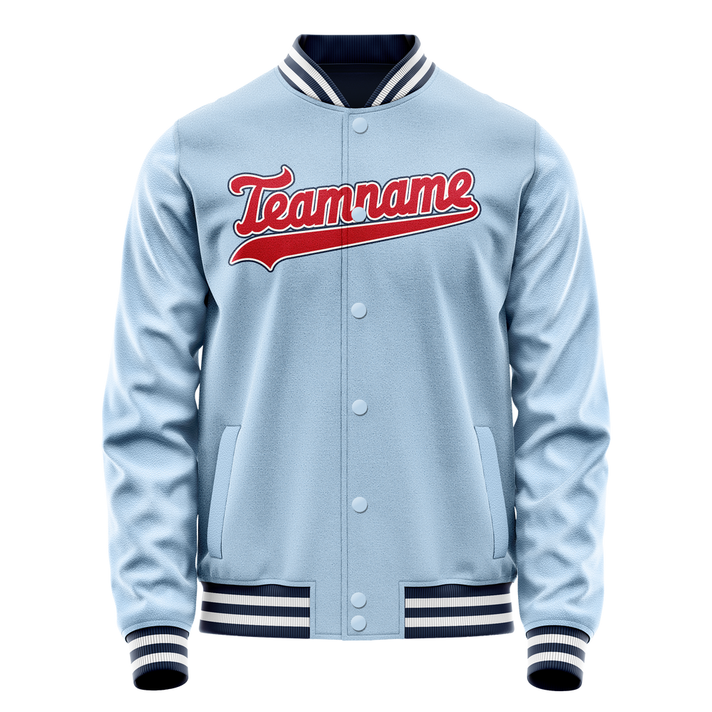 Personalized Light-Blue & Blue Solid Color Varsity Letterman Jacket