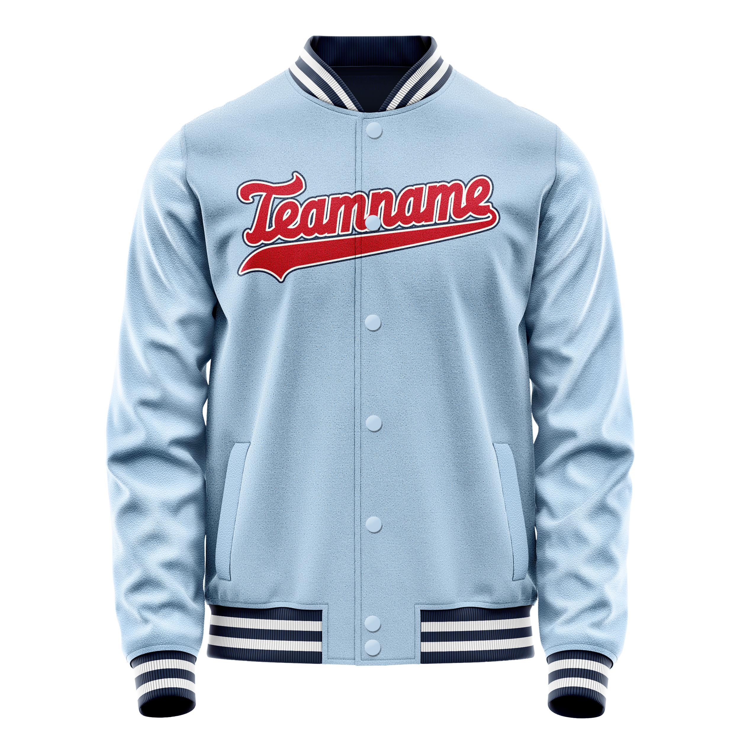 Personalized Light-Blue & Blue Solid Color Varsity Letterman Jacket