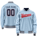 Personalized Light-Blue & Blue Solid Color Varsity Letterman Jacket