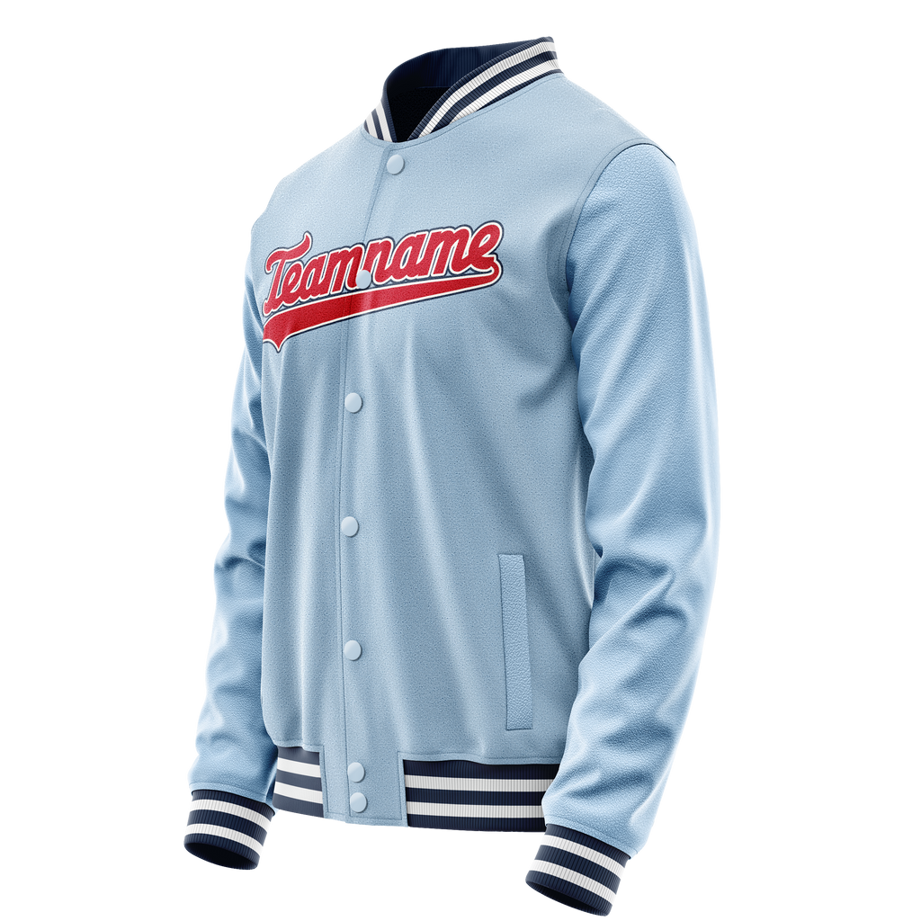 Personalized Light-Blue & Blue Solid Color Varsity Letterman Jacket