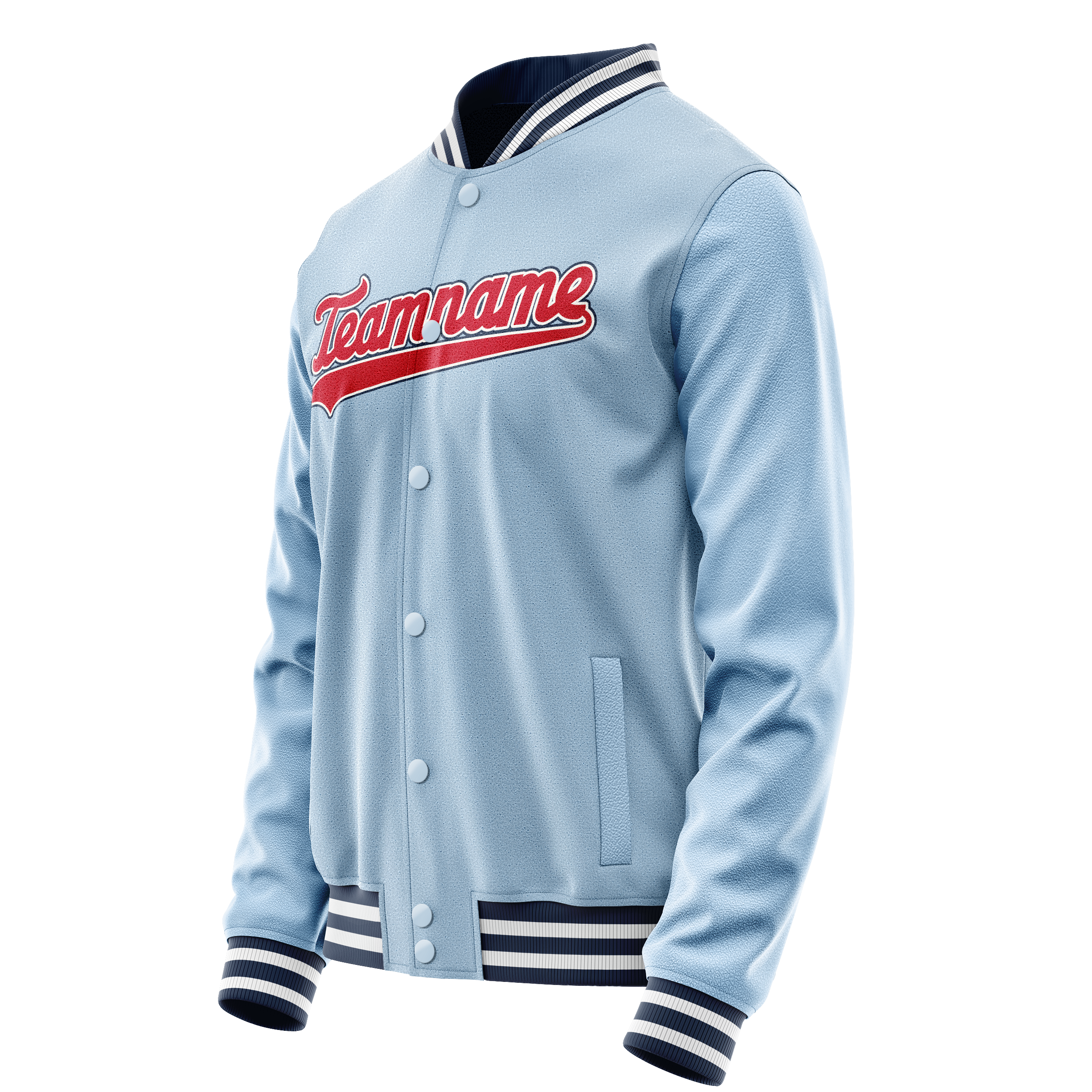 Personalized Light-Blue & Blue Solid Color Varsity Letterman Jacket