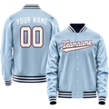 Personalized Light-Blue & White Solid Color Varsity Letterman Jacket