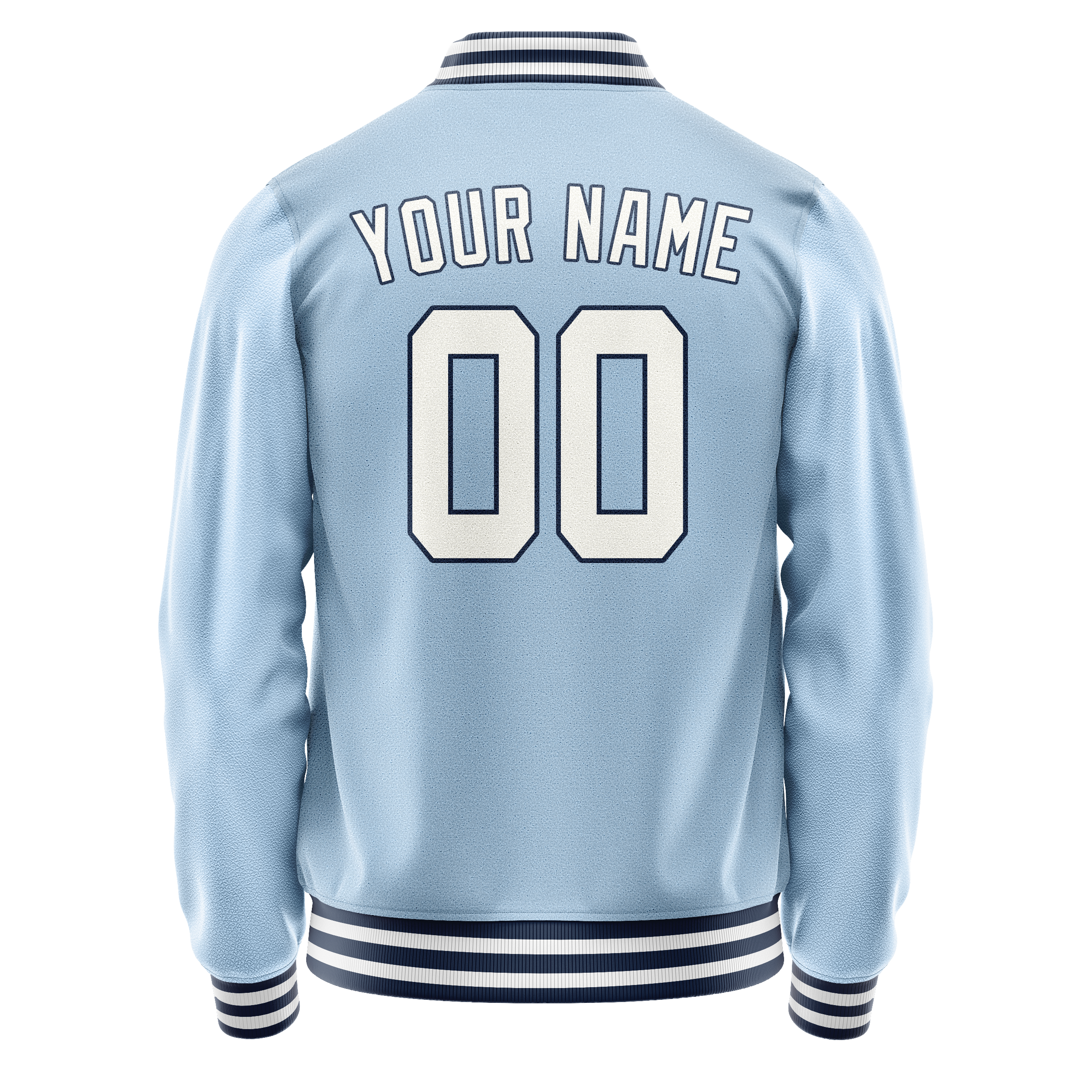 Personalized Light-Blue & White Solid Color Varsity Letterman Jacket