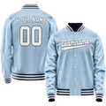 Personalized Light-Blue & White Solid Color Varsity Letterman Jacket