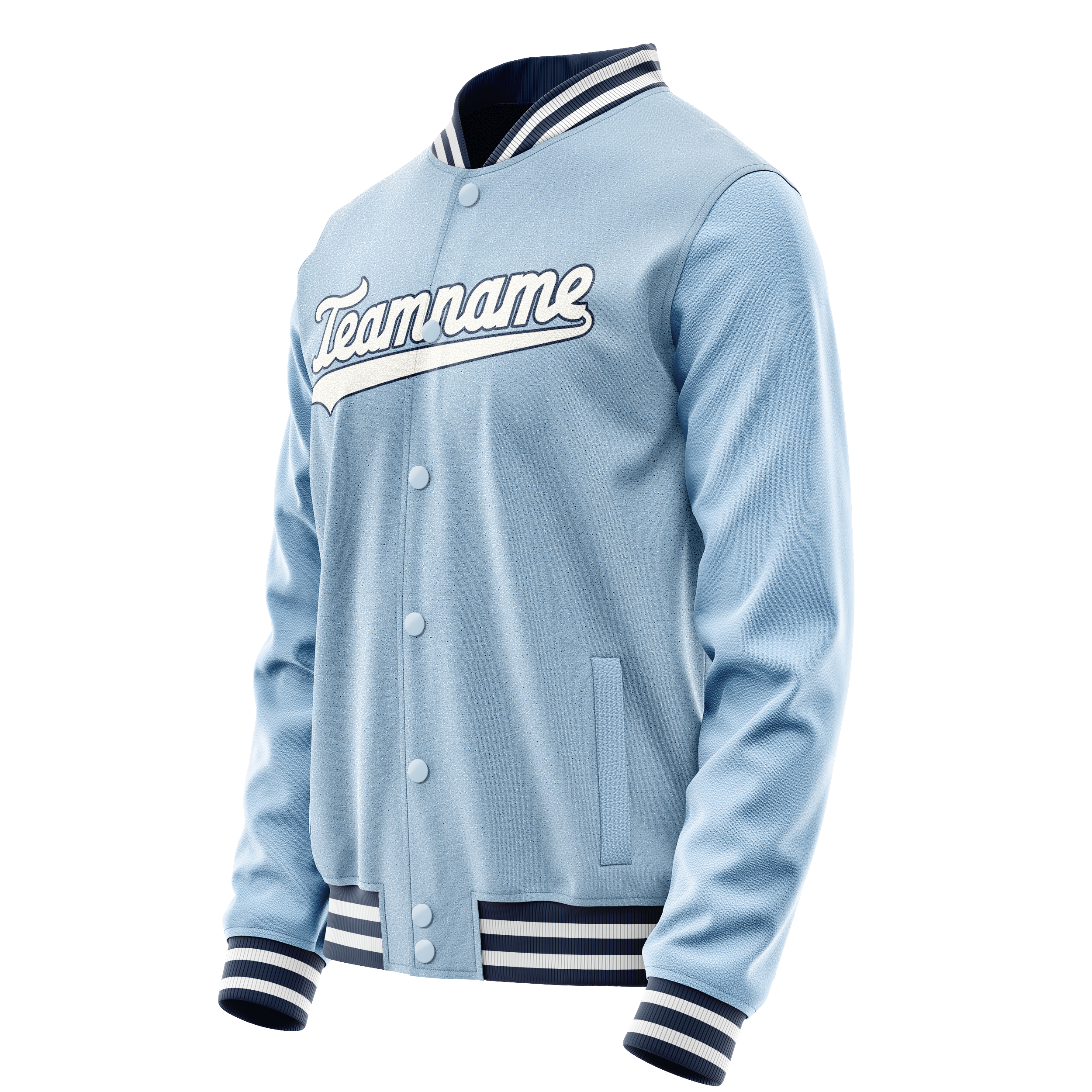Personalized Light-Blue & White Solid Color Varsity Letterman Jacket