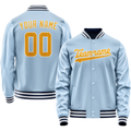 Personalized Light-Blue & Gold Solid Color Varsity Letterman Jacket
