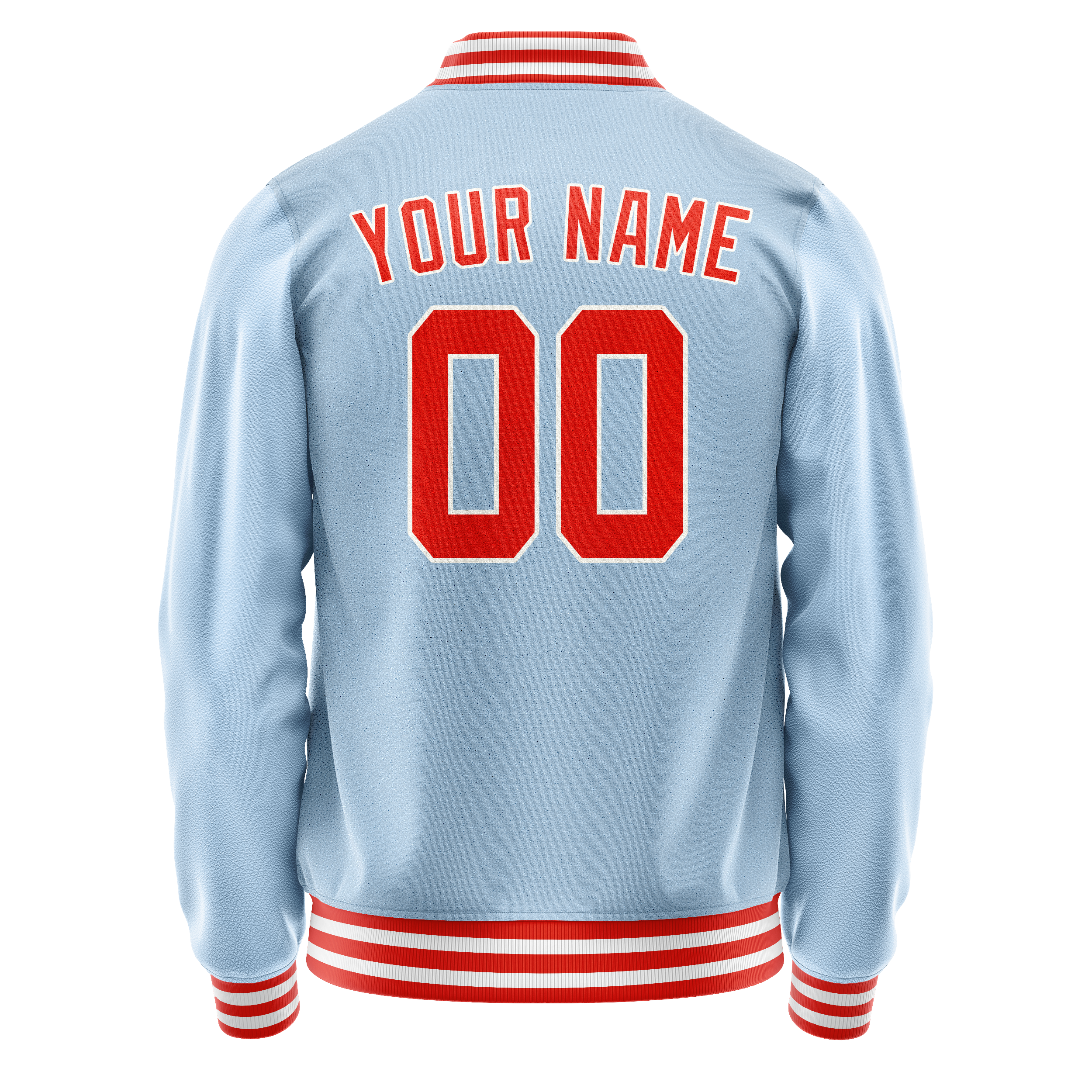 Personalized Light-Blue & Orange Solid Color Varsity Letterman Jacket