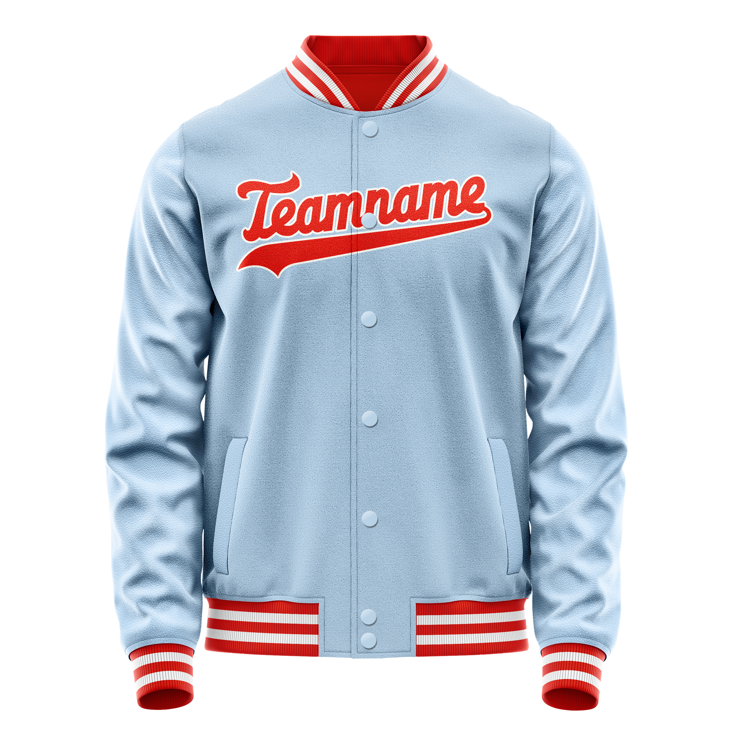 Personalized Light-Blue & Orange Solid Color Varsity Letterman Jacket