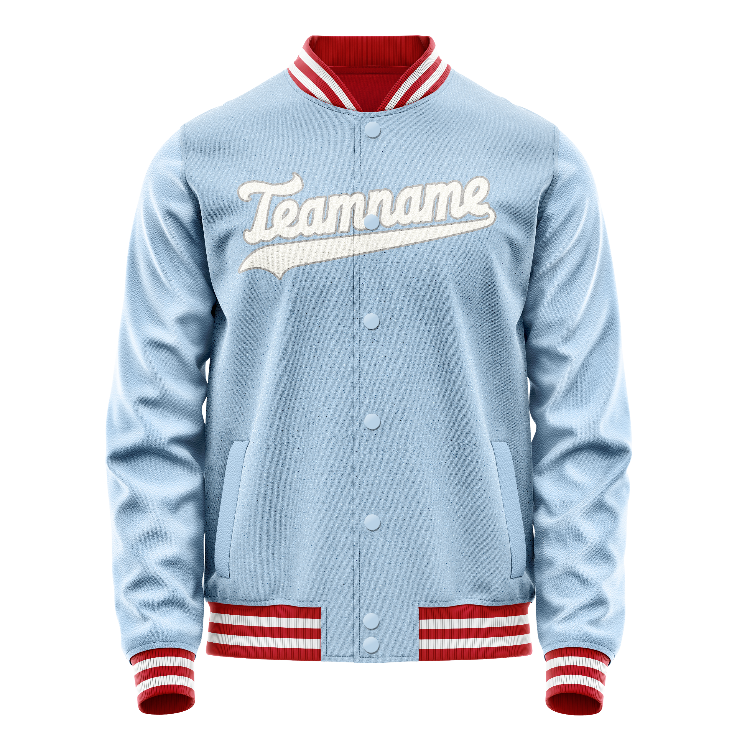 Personalized Light-Blue & White Solid Color Varsity Letterman Jacket