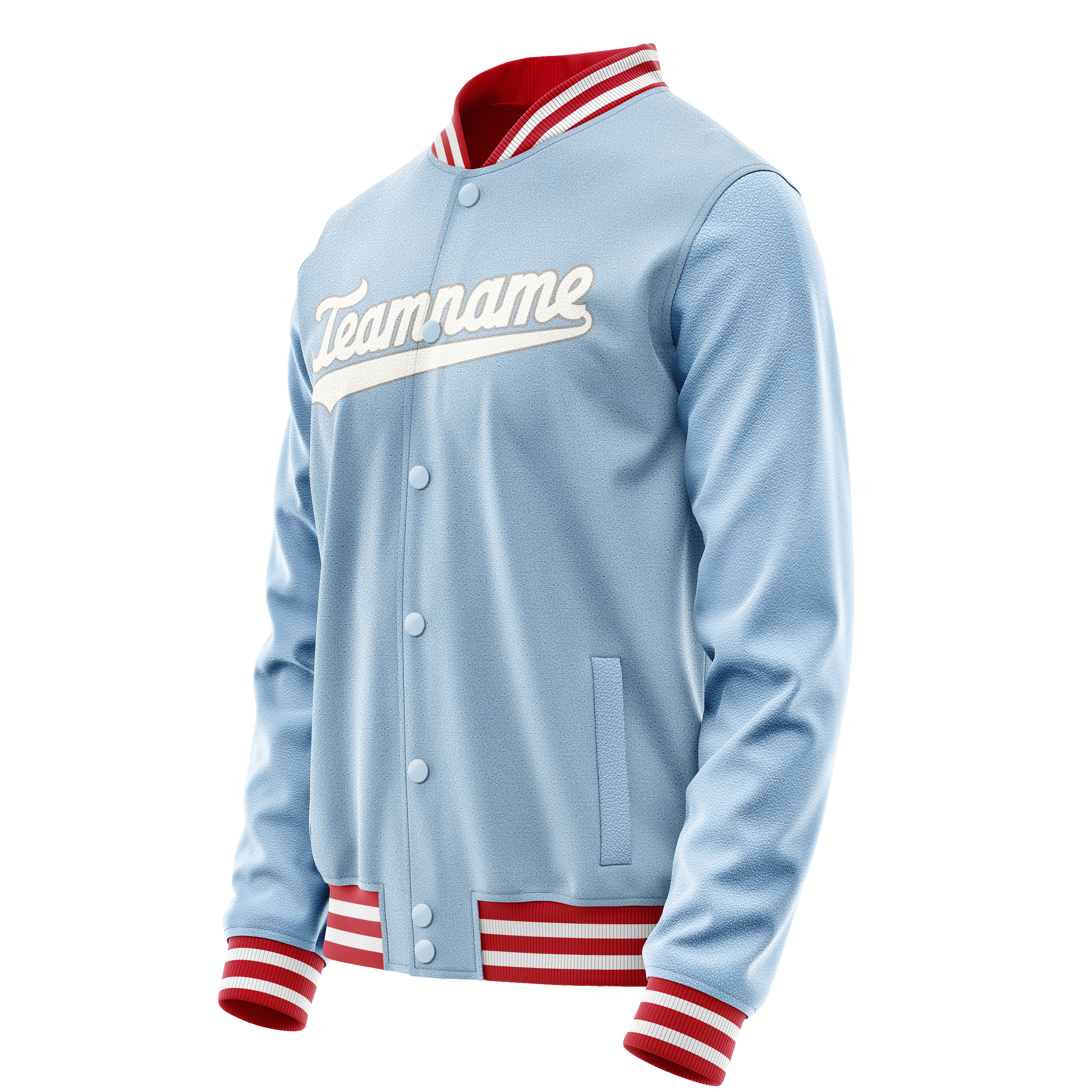 Personalized Light-Blue & White Solid Color Varsity Letterman Jacket