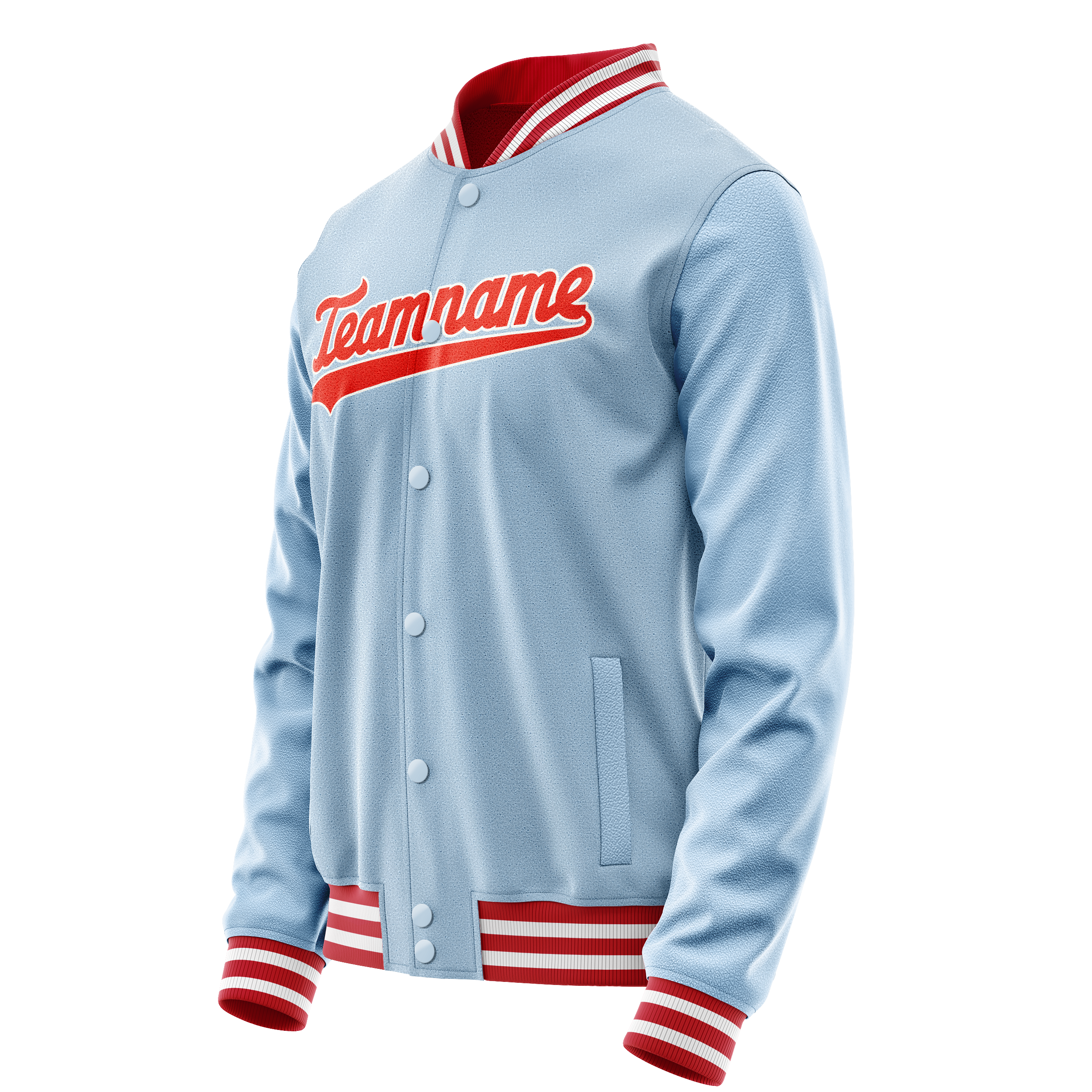 Personalized Light-Blue & Orange Solid Color Varsity Letterman Jacket
