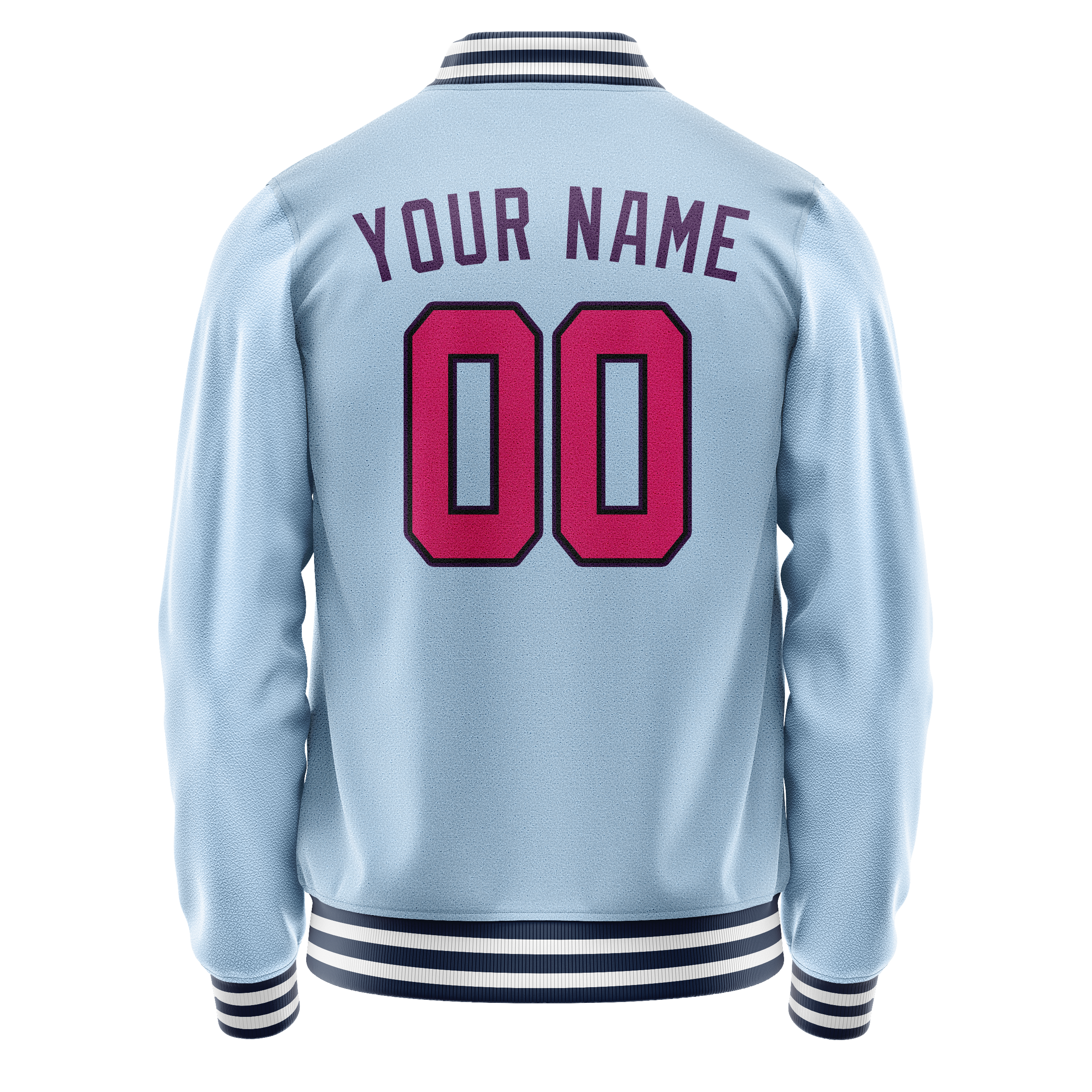 Personalized Light-Blue & Purple Solid Color Varsity Letterman Jacket