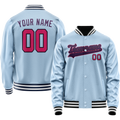 Personalized Light-Blue & Purple Solid Color Varsity Letterman Jacket