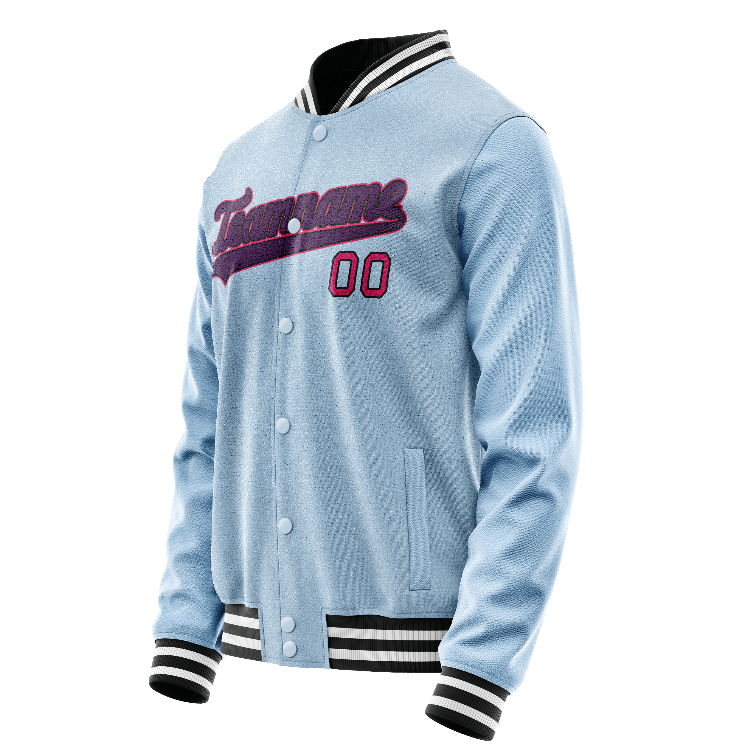 Personalized Light-Blue & Purple Solid Color Varsity Letterman Jacket
