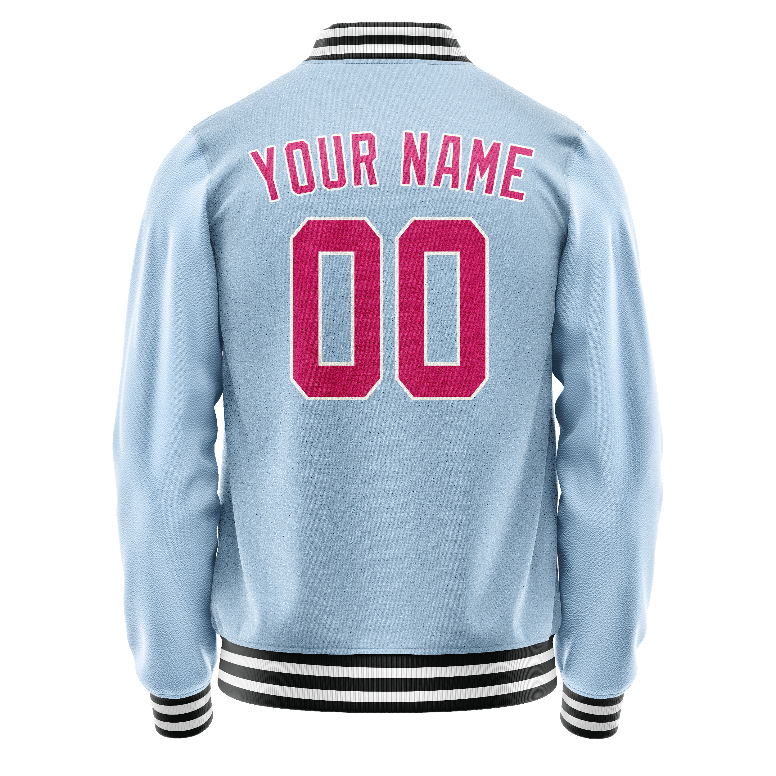Personalized Light-Blue & Pink Solid Color Varsity Letterman Jacket
