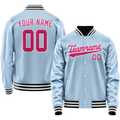 Personalized Light-Blue & Pink Solid Color Varsity Letterman Jacket