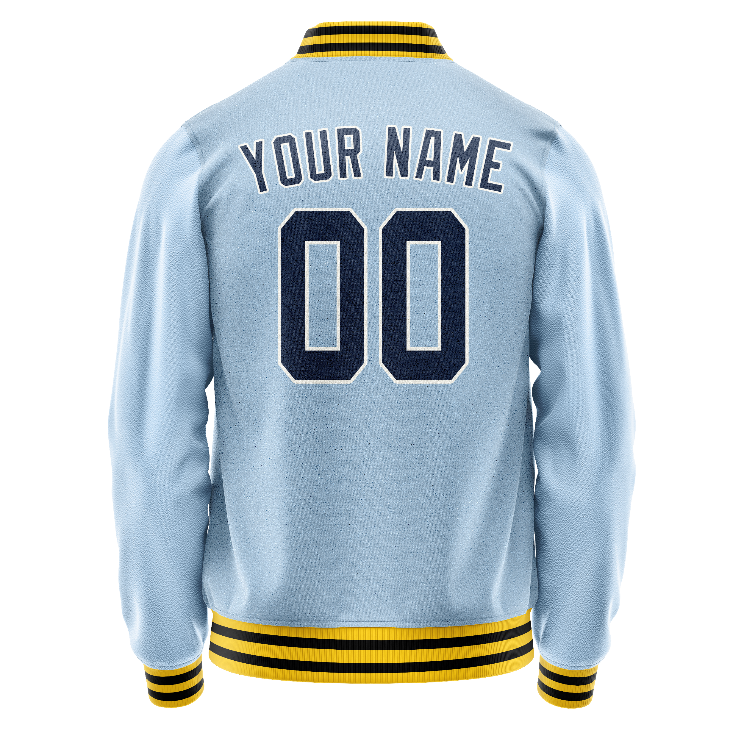 Personalized Light-Blue & Blue Solid Color Varsity Letterman Jacket