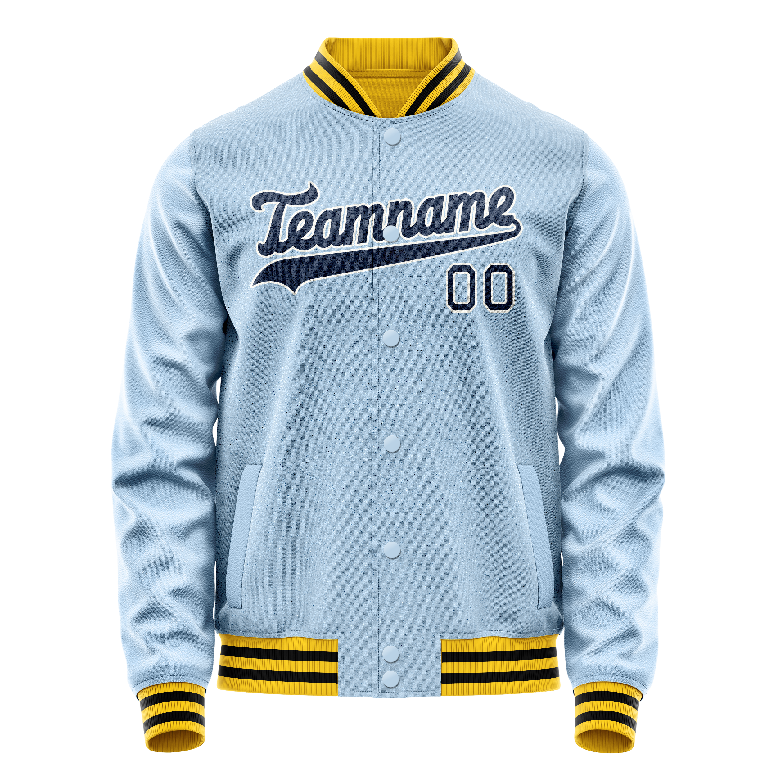 Personalized Light-Blue & Blue Solid Color Varsity Letterman Jacket