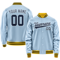 Personalized Light-Blue & Blue Solid Color Varsity Letterman Jacket