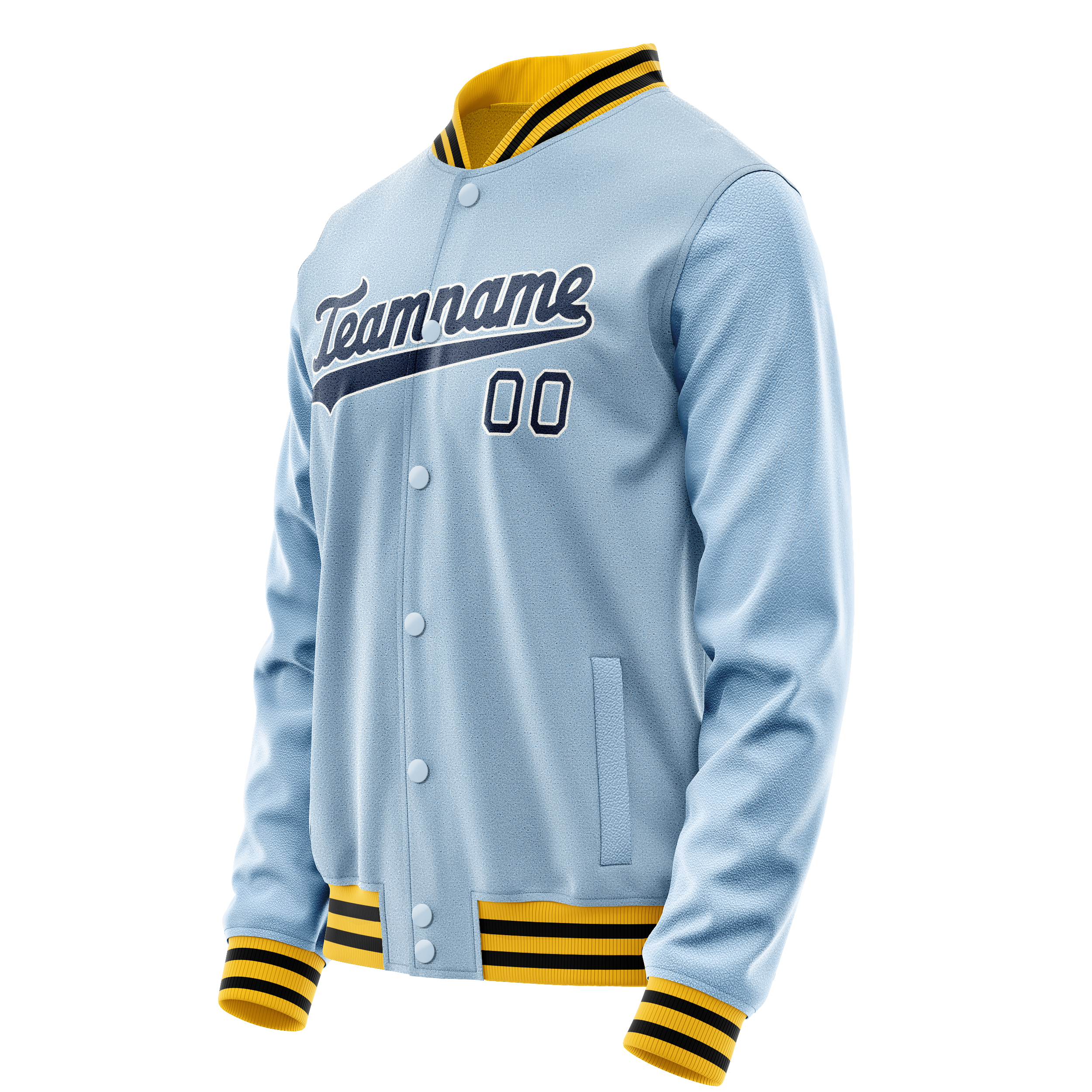 Personalized Light-Blue & Blue Solid Color Varsity Letterman Jacket