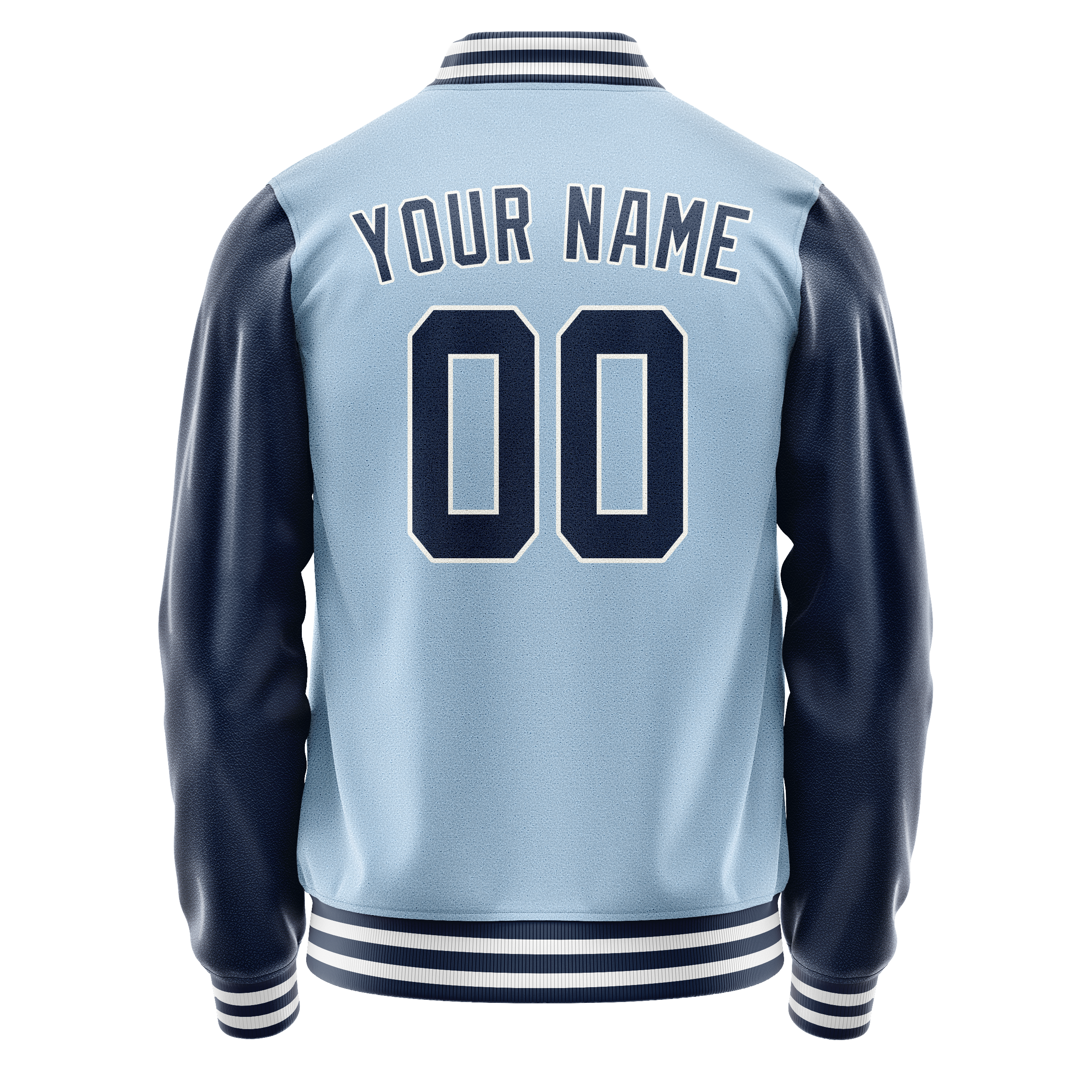 Personalized Light-Blue & Blue Solid Color Varsity Letterman Jacket