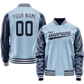 Personalized Light-Blue & Blue Solid Color Varsity Letterman Jacket