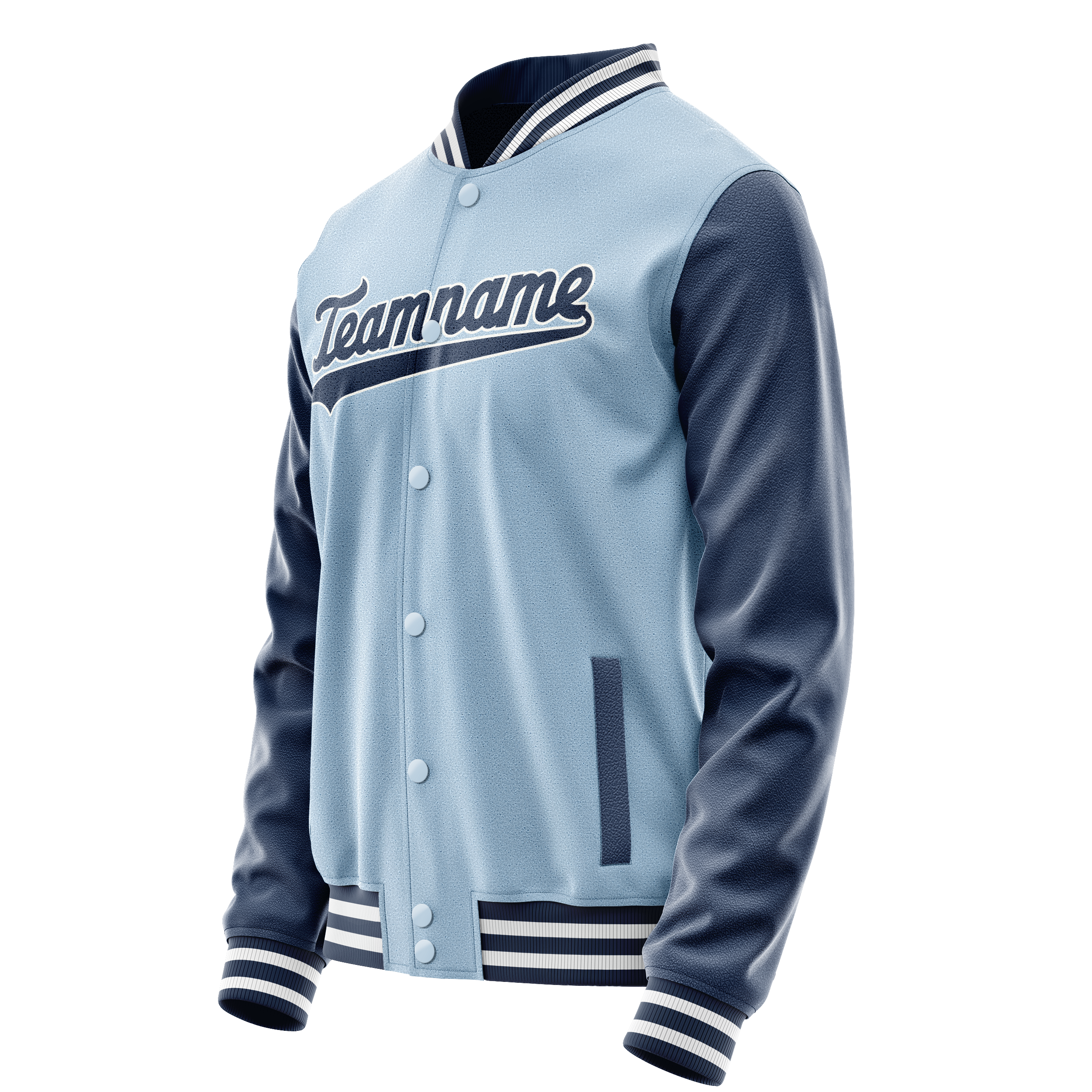 Personalized Light-Blue & Blue Solid Color Varsity Letterman Jacket