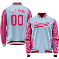 Personalized Light-Blue & Pink Solid Color Varsity Letterman Jacket
