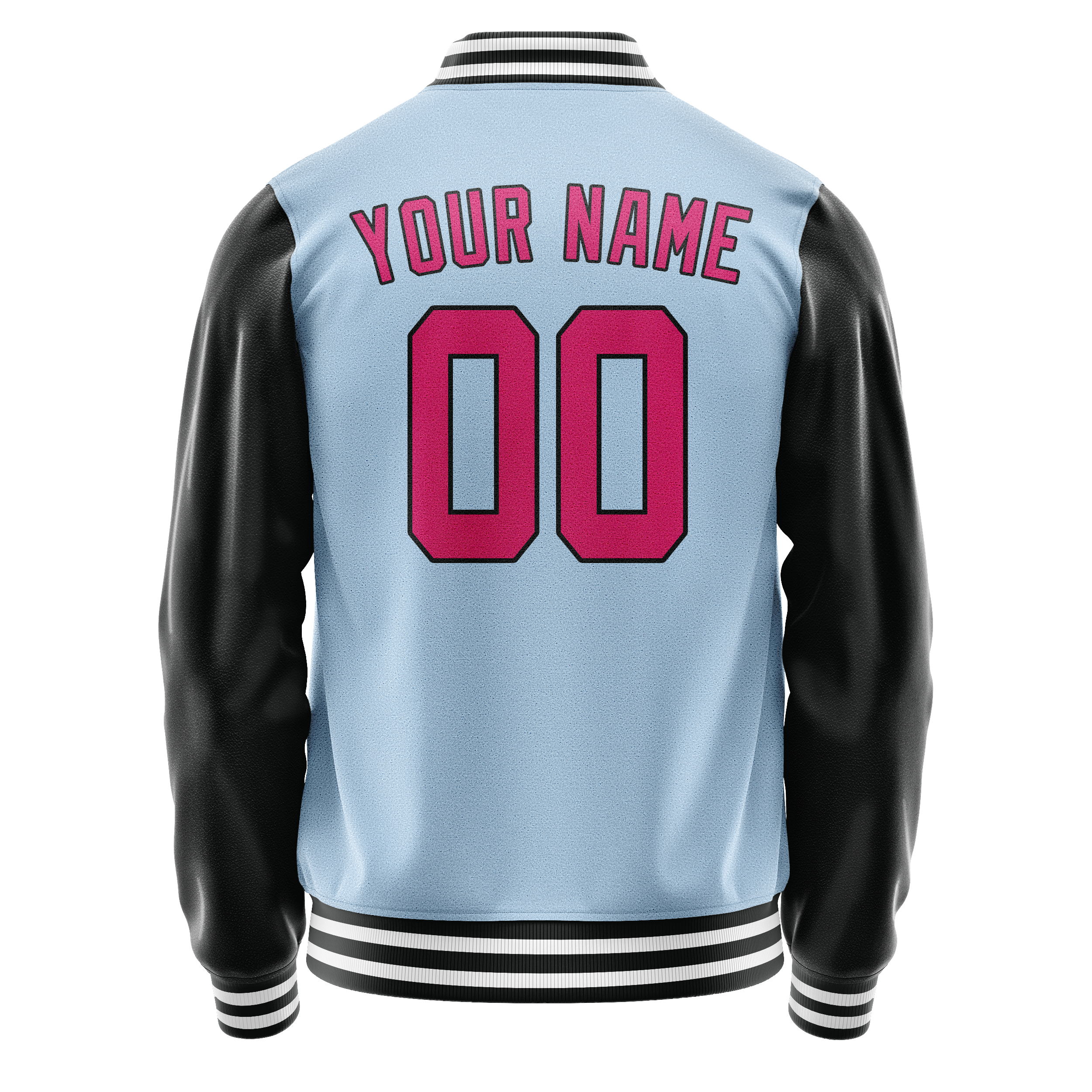 Personalized Light-Blue & Pink Solid Color Varsity Letterman Jacket