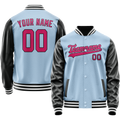 Personalized Light-Blue & Pink Solid Color Varsity Letterman Jacket