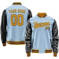 Personalized Light-Blue & Black Solid Color Varsity Letterman Jacket