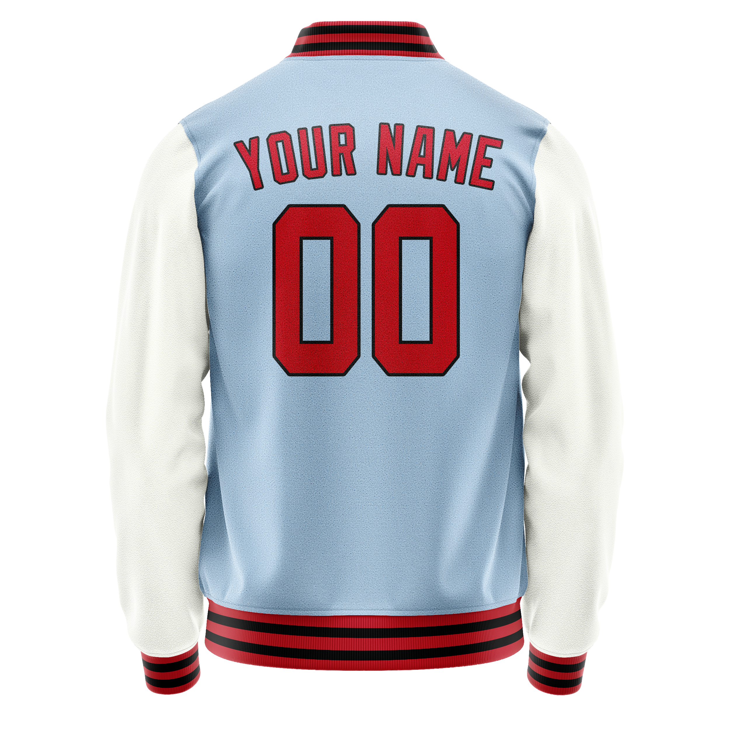 Personalized Light-Blue & White Solid Color Varsity Letterman Jacket