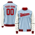 Personalized Light-Blue & White Solid Color Varsity Letterman Jacket