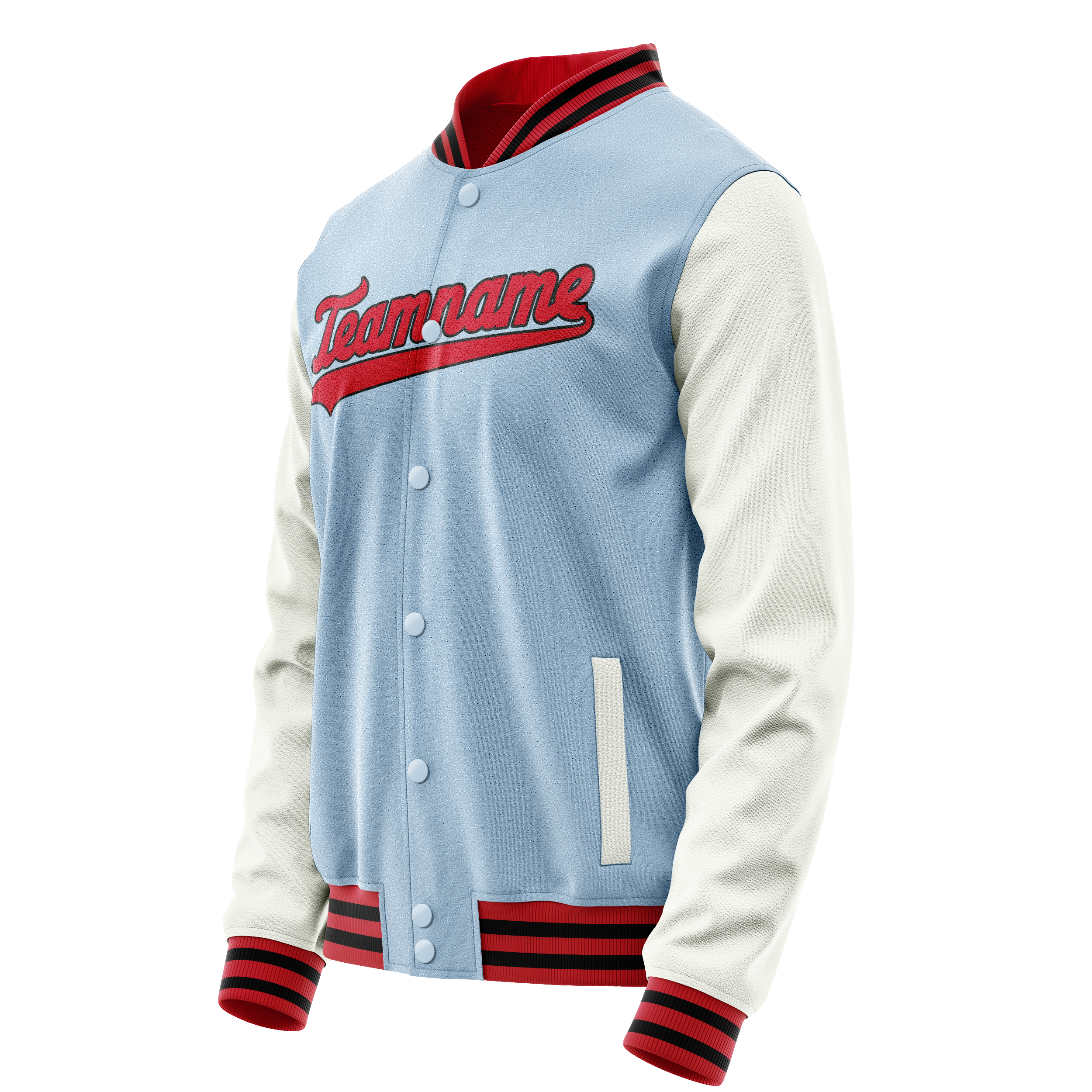 Personalized Light-Blue & White Solid Color Varsity Letterman Jacket
