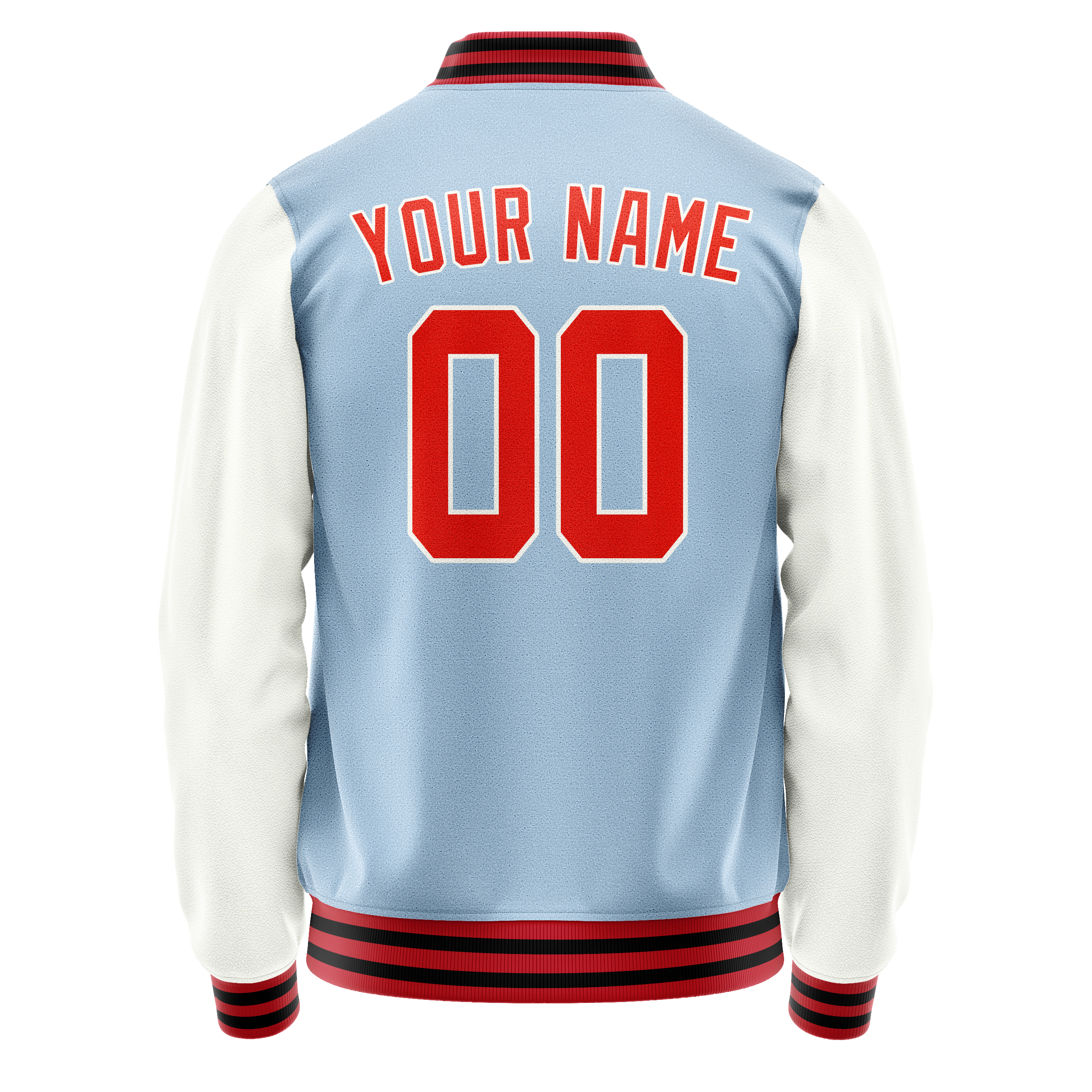 Personalized Light-Blue & White Solid Color Varsity Letterman Jacket