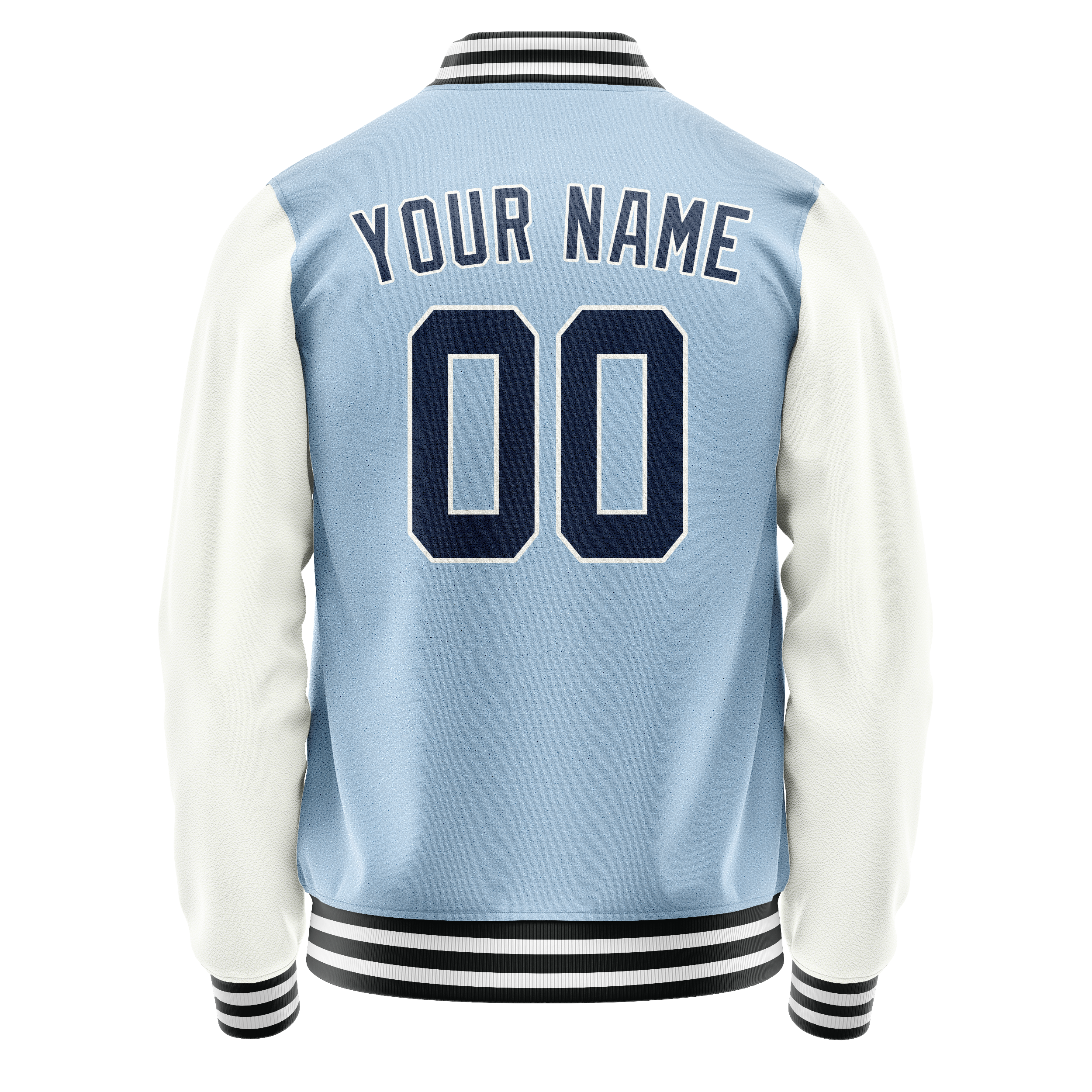Personalized Light-Blue & Navy Solid Color Varsity Letterman Jacket